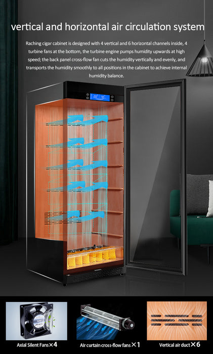 RACHING | CS600 Elecitrc Cigar Humidor Double Door Cabinets | 3000 Cigars