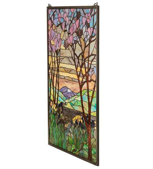 29"W Meyda X 40"H Tiffany Magnolia & Iris Stained Glass Window | 12514