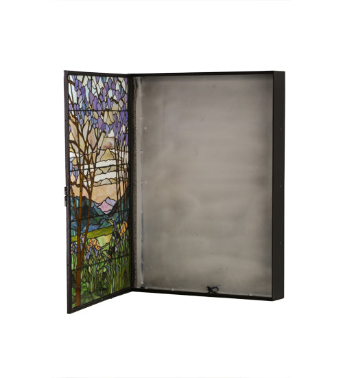 30"W Meyda Tiffany Magnolia & Iris Stained Glass Lighted Window | 151565