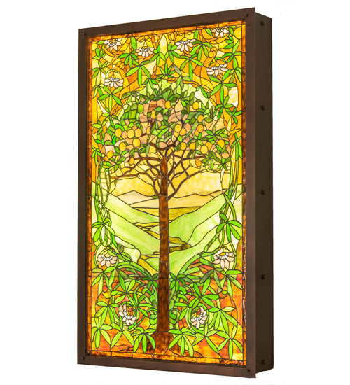 30" Meyda Wide X 48.5" High Tiffany Tree of Life Stained Glass Lighted Window | 152459