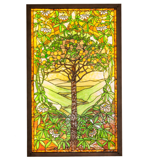 30" Meyda Wide X 48.5" High Tiffany Tree of Life Stained Glass Lighted Window | 152459