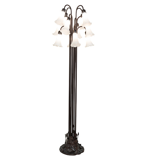 63" Meyda High White Tiffany Pond Lily 12 LT Floor Lamp | 15889