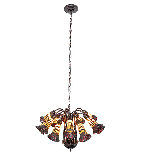 24" Wide Stained Glass Pond Lily 12 Light Chandelier | 251603