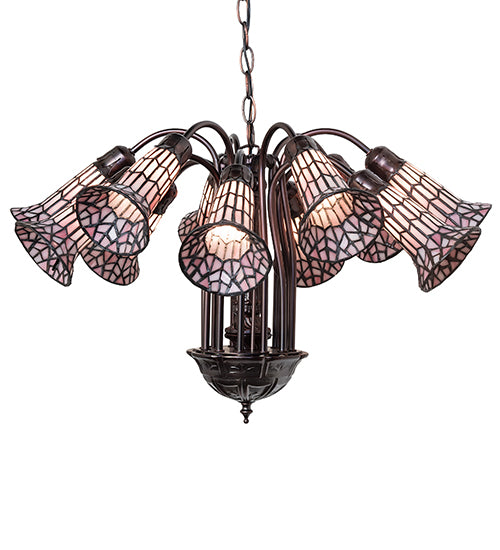 24" Wide Stained Glass Pond Lily 12 Light Chandelier | 251607