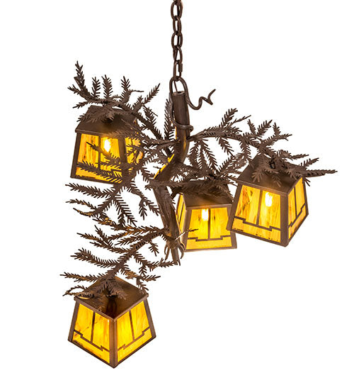 28" Wide Pine Branch Valley View 4 Light Chandelier | 259449