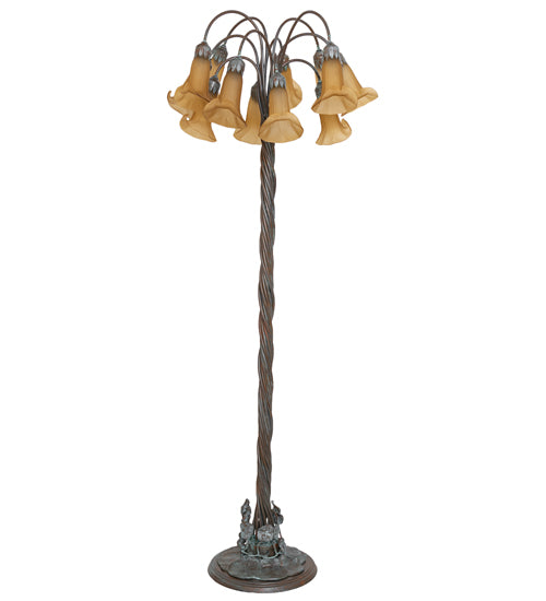 61" High Amber Tiffany Pond Lily 12 Light Floor Lamp