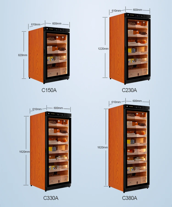 RACHING | C380A | Electric Cigar Humidor Cabinet | Glass door | 1200 Cigars