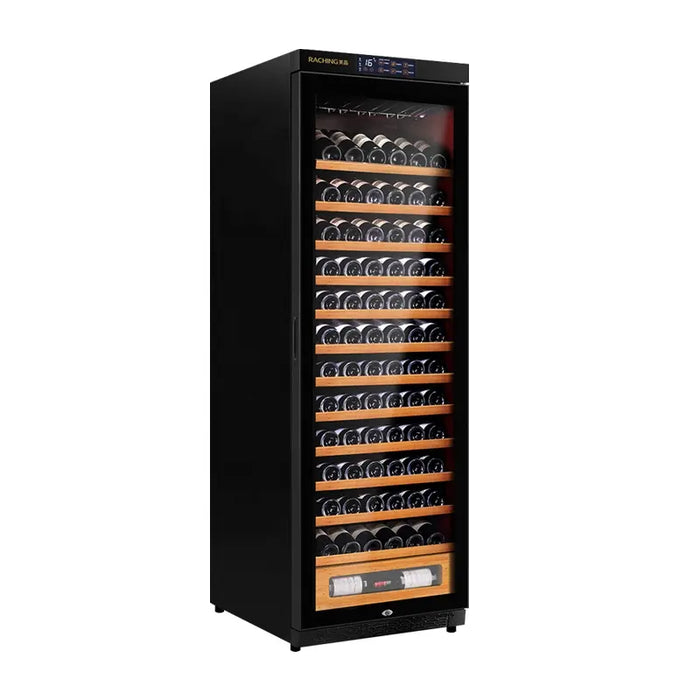 RACHING | Wine Cooler | 100-120 Bottles | LED Lights | Oak Wood | 12 Shelves