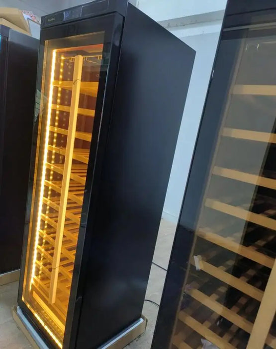 RACHING | Wine Cooler | 100-120 Bottles | LED Lights | Oak Wood | 12 Shelves