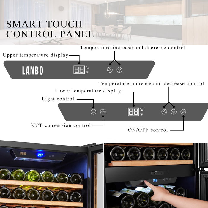 LANBO 162 BOTTLE DUAL DOOR WINE COOLER - LW162DD