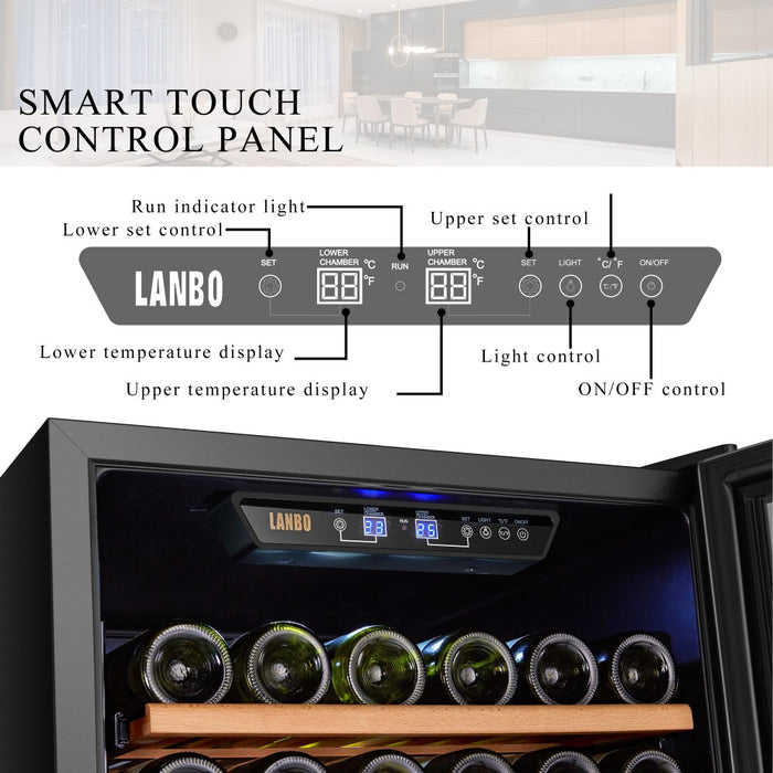 LANBO 160 BOTTLE DUAL ZONE WINE COOLER - LW165D