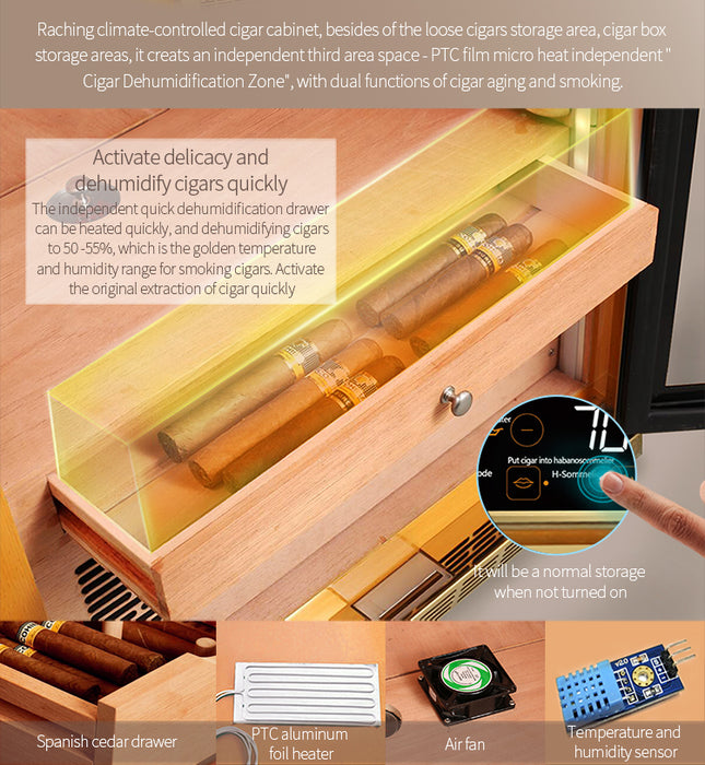 RACHING |  MON1800A | Electric Cigar Humidor Cabinet | Cedar Interior