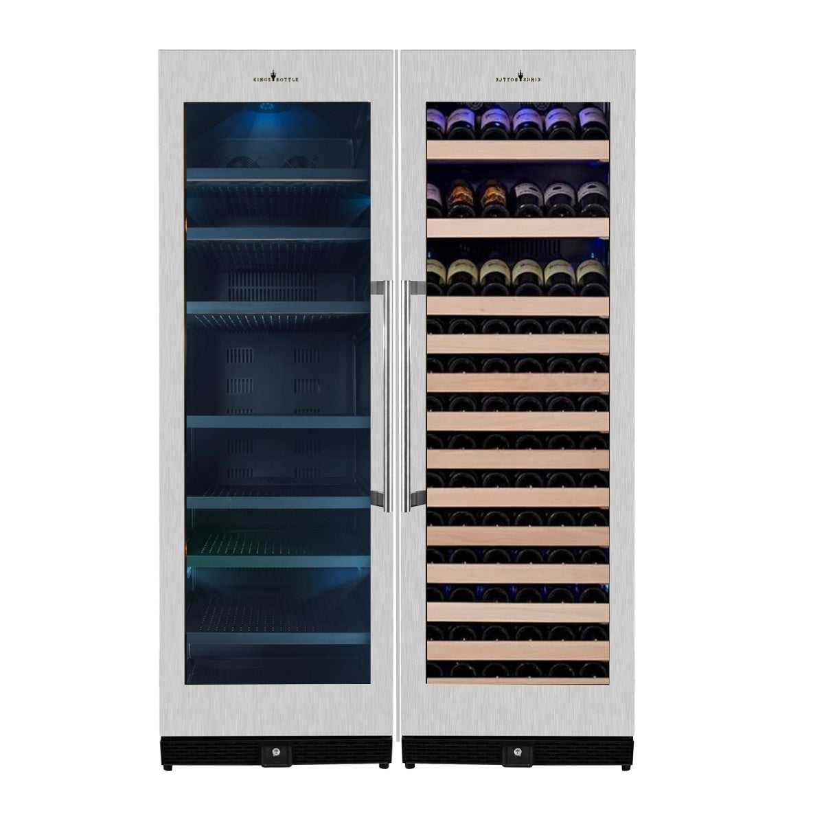72" Large 2 Combo Fridge With Clear Door Stainless Steel Trim — Luxury