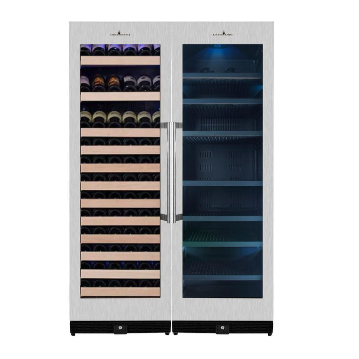 72" Large 2- Combo Fridge With Clear Door Stainless Steel Trim