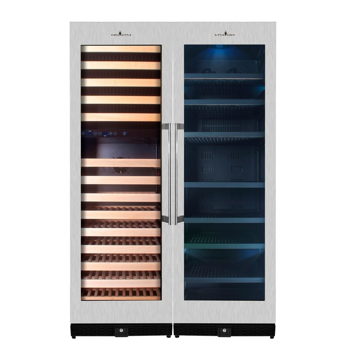 72" Beer, Wine Refrigerator Combo With Glass Door, Stainless Steel Tri ...