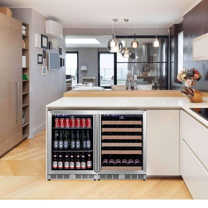 48 Inch Glass Door Side By Side Wine And Beverage Cooler Combo