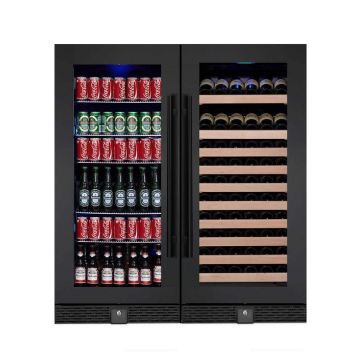 56" Upright Wine And Beverage Refrigerator Combo With Glass Door